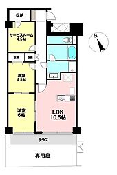 セザール弓ノ町 2SLDKの間取図画像