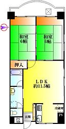 エクセレントプラザ湯河原三番館 2LDKの間取図画像