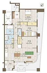 レクセルマンション鶴瀬第2 3LDKの間取図画像