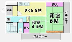 西村グリーンハイツ 2DKの間取図画像