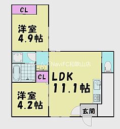 N-MAISON和歌浦南 2LDKの間取図画像