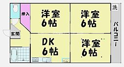 グランシエル秋月 3DKの間取図画像