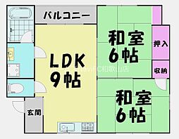 宝マンション 2LDKの間取図画像