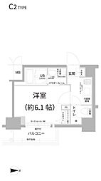エスリード江坂セントラム 1Kの間取図画像