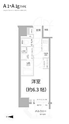 エスリード江坂セントラム 1Kの間取図画像