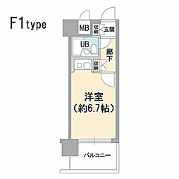 朝日プラザαポート神戸 ワンルームの間取図画像
