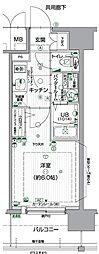 エスリード本町靭公園レジデンス 1Kの間取図画像
