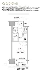 エスリード大阪城 1Kの間取図画像