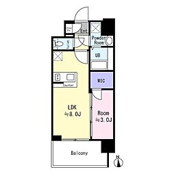 エスリード大阪城EAST 1LDKの間取図画像