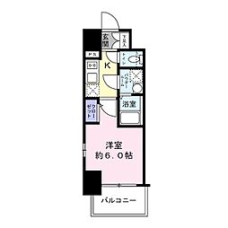 エスリード新大阪ザ・プレミアWEST 1Kの間取図画像
