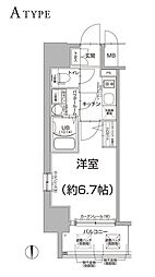 エスリード大阪上本町グリーズ 1Kの間取図画像
