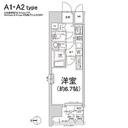 エスリード松屋町サウス 1Kの間取図画像