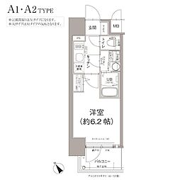 エスリード大阪デュアルゲート 1Kの間取図画像