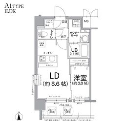 エスリード江坂アンムート 1LDKの間取図画像