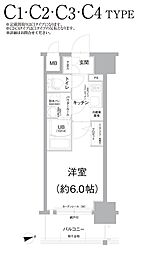 エスリード難波THEARK 1Kの間取図画像