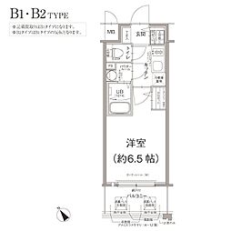 エスリード大阪デュアルゲート 1Kの間取図画像