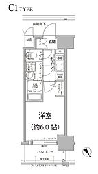 エスリード大阪プライムゲート 1Kの間取図画像