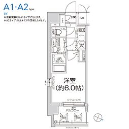 エスリード弁天町ベイコート 1Kの間取図画像