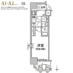 エスリード谷町4丁目 1Kの間取図画像