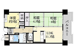 ヴィザージュ鶴見緑地 3LDKの間取図画像