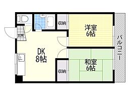 永本マンション 2DKの間取図画像