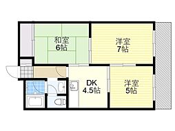 ホワイトハイツ 3DKの間取図画像
