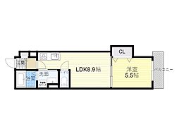クリエオーレ中茶屋 1LDKの間取図画像