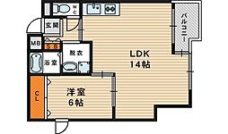 プロシード桜之宮 1LDKの間取図画像