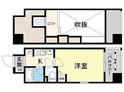 エステムコート大阪城前OBPリバーフロント 1Kの間取図画像