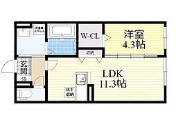 アーブルヴィラージュ 1LDKの間取図画像
