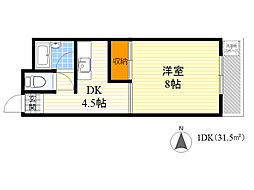 グリーンハイツ 1DKの間取図画像