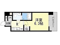エスリード桜ノ宮レジデンス 1Kの間取図画像