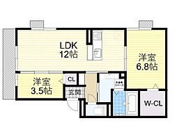 プロスペリタ 2LDKの間取図画像