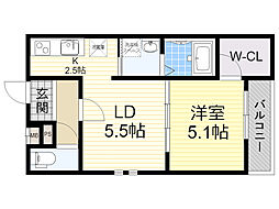 フジパレス城東東中浜 1LDKの間取図画像
