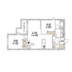 ヘーベルメゾン アトル 2LDKの間取図画像