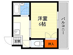 東洋プラザ桜の宮 1Kの間取図画像