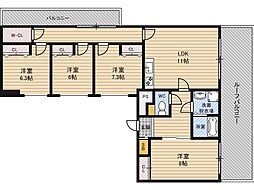 レジデンス都島 4LDKの間取図画像