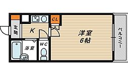 エムロード蒲生 1Kの間取図画像