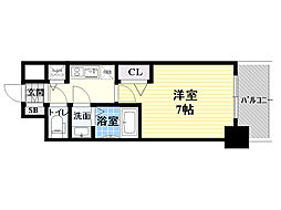 プレサンス水都OKAWA 1Kの間取図画像