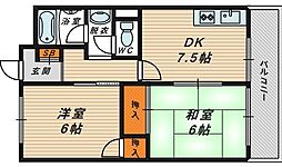 シャトー中村 2DKの間取図画像