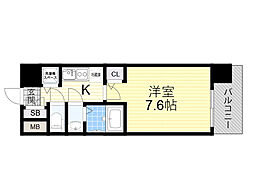 リッツ桜宮パークフロント 1Kの間取図画像