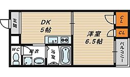 フローラ鶴見 1DKの間取図画像