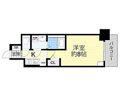 エスリード大阪グランフォート 1Kの間取図画像