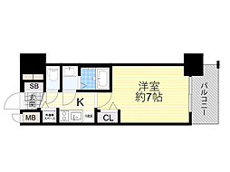 プレサンス水都OKAWA 1Kの間取図画像