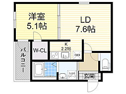 フジパレス城東東中浜 1LDKの間取図画像