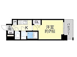 プレサンス水都OKAWA 1Kの間取図画像