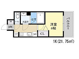 レオンコンフォート京橋イースト 1Kの間取図画像