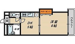 ローズコーポ京橋 1DKの間取図画像