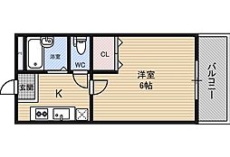 グラヴィール鶴和 1Kの間取図画像