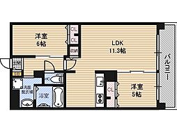 フォーリアライズ京橋 2LDKの間取図画像